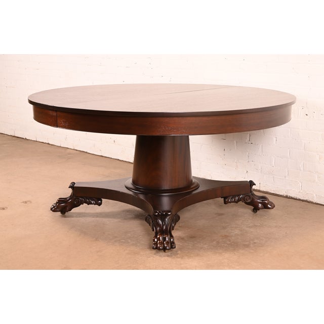 Victorian R. J. Horner Style Antique Victorian Mahogany Pedestal Extension Dining Table With Lion Paw Feet, Newly Refinished For Sale - Image 3 of 14