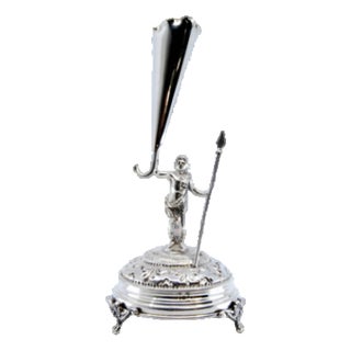 Silver Toothpick Holder with Warrior For Sale