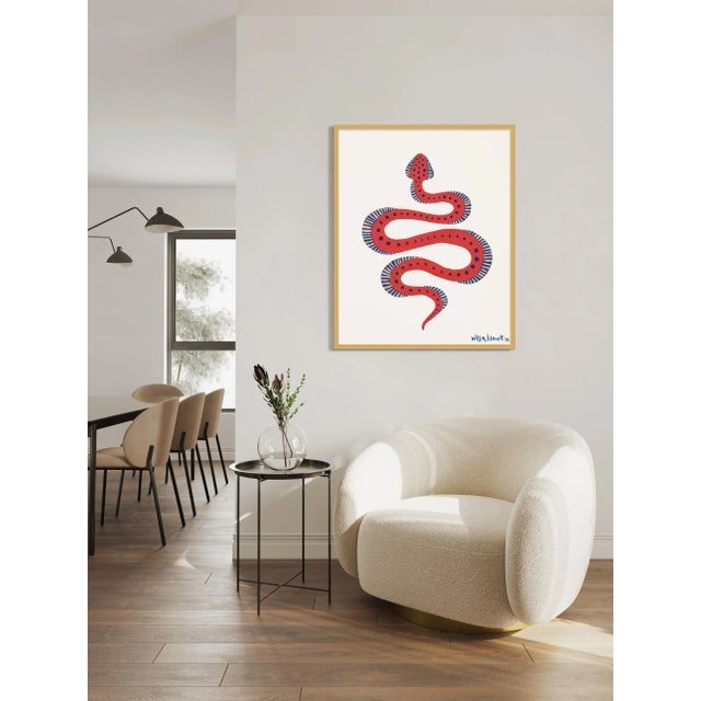 Illustration Lobster the Snake by Willa Heart in Gold Frame, Medium Art Print For Sale - Image 3 of 4