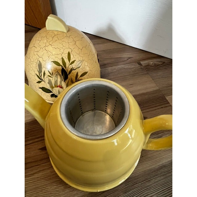 Mid 20th Century Ceramic Teapot With Felt Warmer Insulator Cover For Sale - Image 4 of 16
