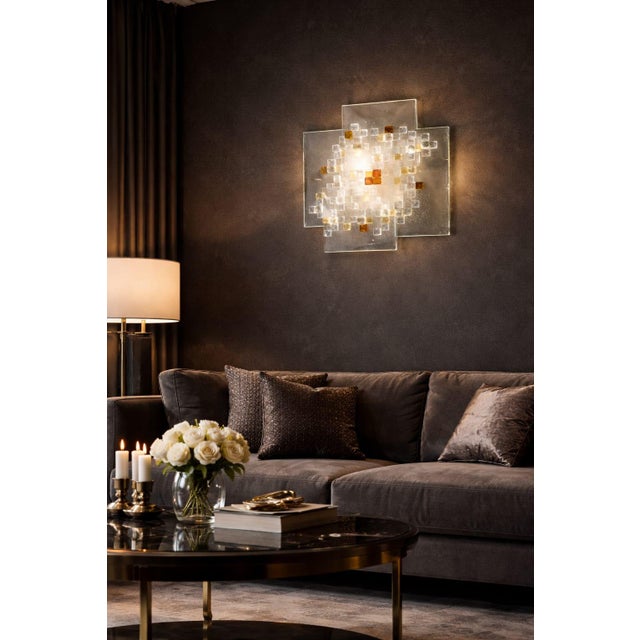 Mid-Century Modern Murano Wall or Ceiling Lamp by Albano Poli for Poliarte Pavo, 1970s For Sale - Image 3 of 16