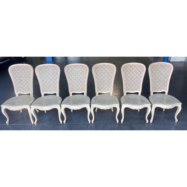 Vintage French Provincial Cane Dining Chairs, Holland & Salley Interiors, Naples – In the Manner of John Widdicomb | Set of 6 For Sale In Naples, FL - Image 6 of 13