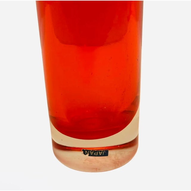Glass Vintage 1960’s Flame Orange 9.25” Tall Top Hat Vase Japan (Rare). For Sale - Image 7 of 8