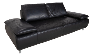 Koinor Volare Two-Seater Leather Sofa Black Couch Manual Function