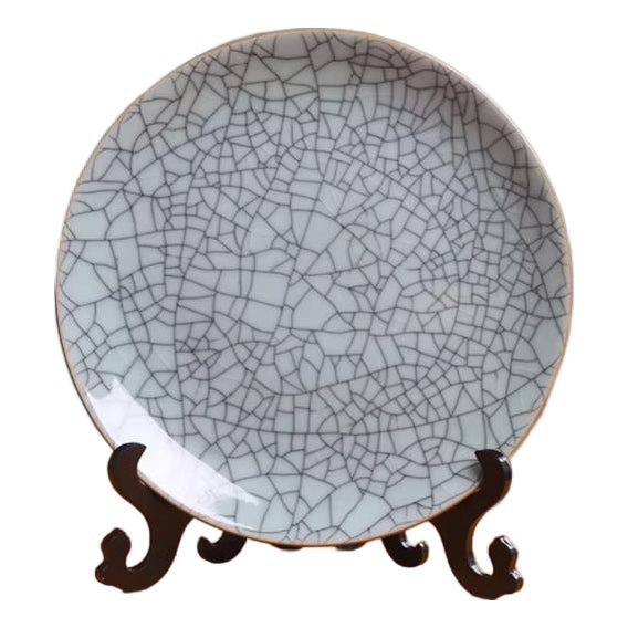Chinese Ice-Crackle Glazed Porcelain Plate For Sale