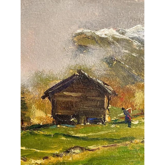 Oil on panel, Mountain Landscape, Manfredi, 20th century A charming, small but very detailed painting depicting the Ajas...