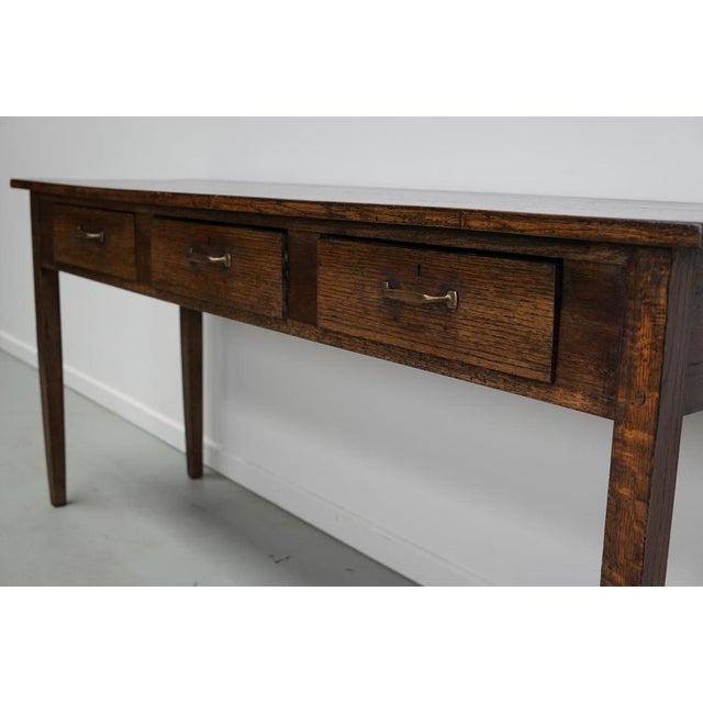 Vintage English Rustic Farmhouse Oak Side Table, 1930s For Sale - Image 13 of 16