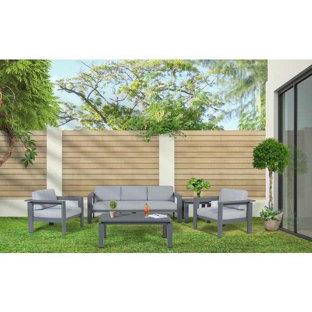 Sardinia Aluminum Frame Outdoor Sofa Set - Gray Cushions For Sale - Image 18 of 18
