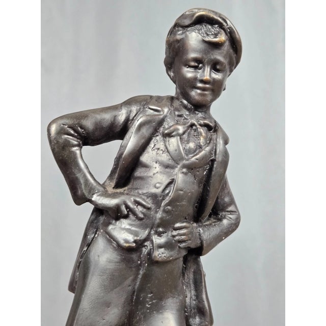 1990s 11.5" Maitland Smith Bronze Statue Boy Kicking Ball For Sale - Image 5 of 8