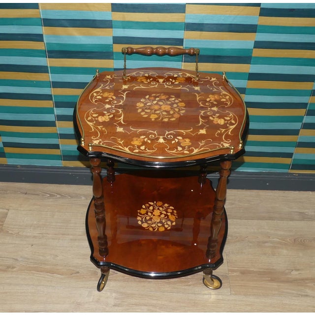 Italian Wooden Bar Cart, 1960s For Sale - Image 11 of 11
