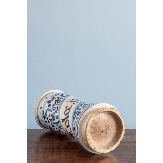 18th Century Spanish Blue & White Albarello Jar For Sale - Image 10 of 12