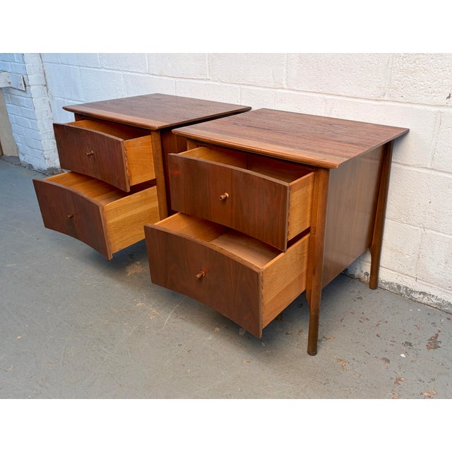 Brown Pair of Mid 20th Century Curved Front Nightstands For Sale - Image 8 of 13