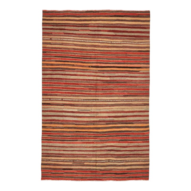 Mid 20th Century Striped Vintage Turkish Kilim Rug For Sale