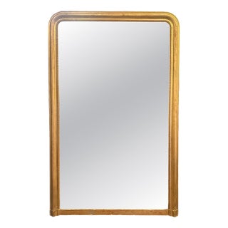 Tall Antique French Louis Philippe Gilt Domed Top Mirror, 1840 For Sale