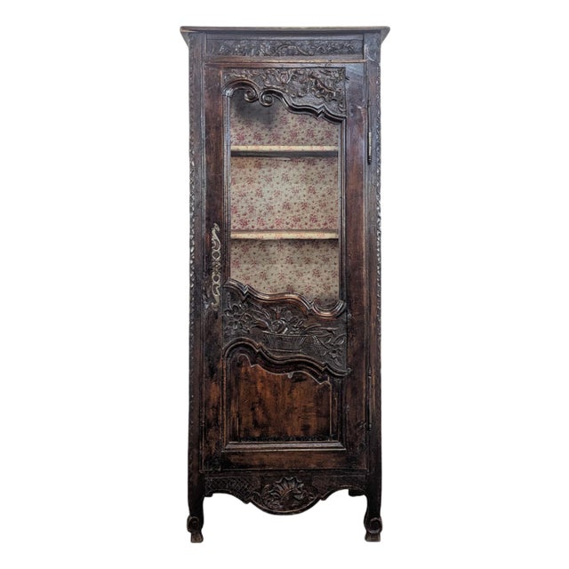 Normandy Carved Oak Bonnetiere Cupboard For Sale