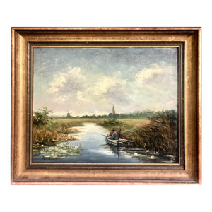 Decorative Wetlands Landscape After 19th-Century Dutch School