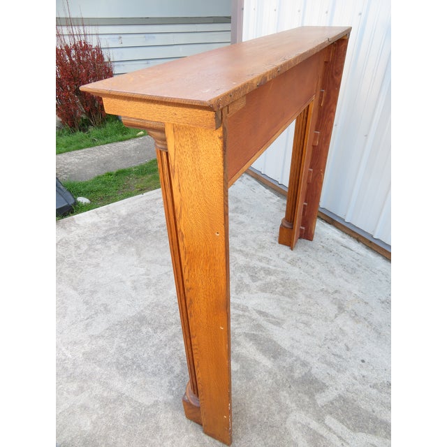 Antique Mission Oak Mantle Fireplace Surround W/ Mirror ~ Arts & Crafts ~ Columns For Sale - Image 16 of 16