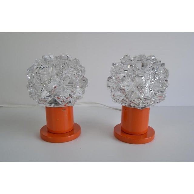 Beautiful lamps made in the 70s in the kamenický šenov glassworks the combination of clear glass and metal base in the...