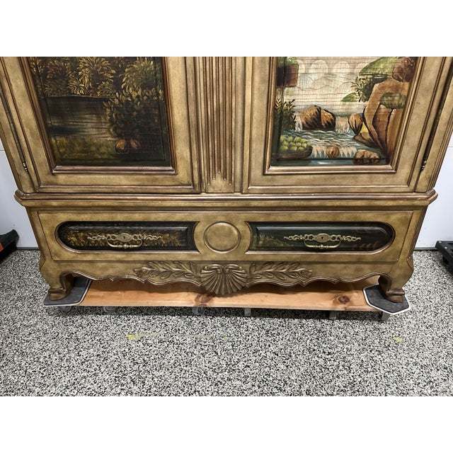 Eggshell Thomasville Ernest Hemingway Bombe Painted Wardrobe For Sale - Image 8 of 11