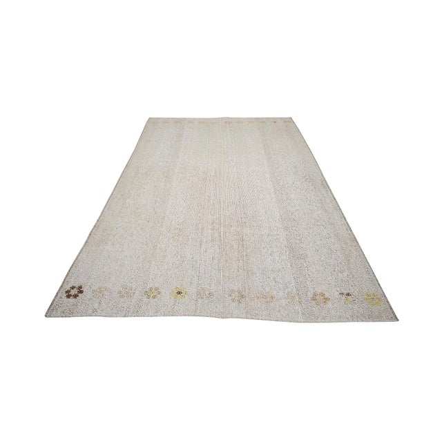 Handwoven vintage modern kilim rug from Adana Region of Turkey. Approximately 50-60 years old. In very good condition.