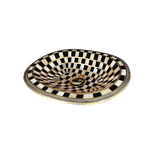 Art Deco Unique Handcrafted Brass and Resin Vessel Sink For Sale - Image 3 of 3