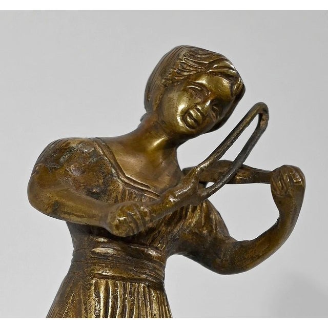 Metal Bronze Violinist Sculpture, Late 19th Century For Sale - Image 7 of 18