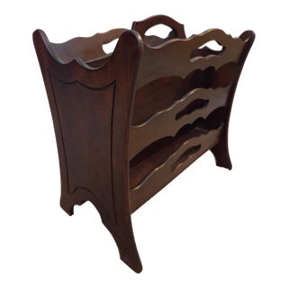 Vintage Wood Magazine Rack For Sale