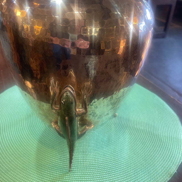 1980s Vintage Lizard Hammered Silver Plated Metal Stone Inlaid Vase by Emilia Castillo For Sale - Image 5 of 7