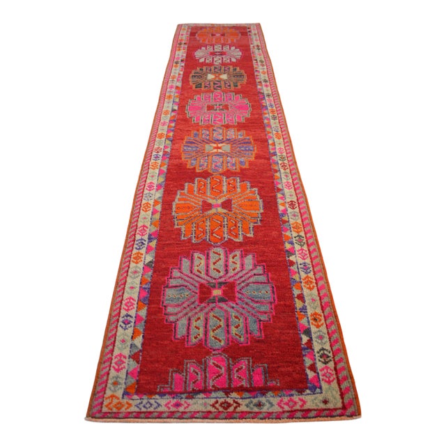 Vintage Turkish Oushak Runner Rug – Hand-Knotted Wool on Cotton – Collector Rare Pattern – 3′0″ × 13′0″ For Sale