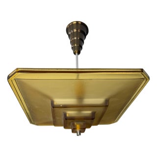 Art Deco Verrerie Dart Amber Molded Glass Pendant Light by Degue, France, 1930 For Sale