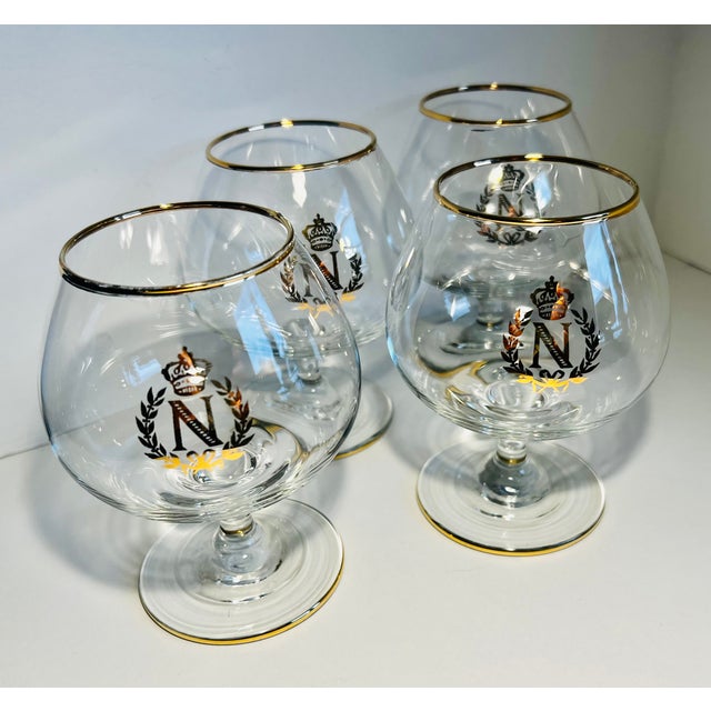 Transparent Set of Four Napoleon Brandy or Cognac Glass Snifters With a Silver Plated Snifter Warmer For Sale - Image 8 of 12