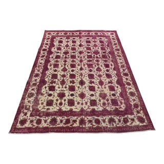 Tabriz Rug 10′ X 12’8” Pink Wool Vintage Overdyed Hand-Knotted Oriental Carpet For Sale