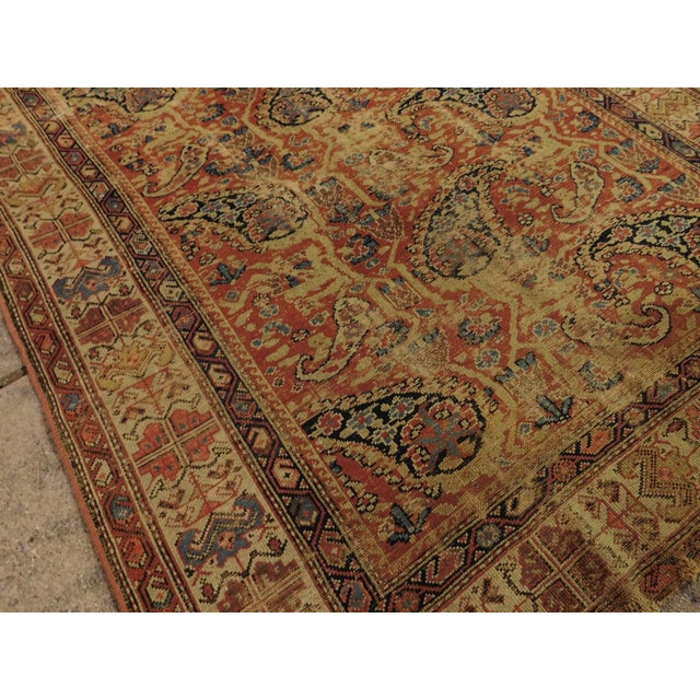 Scarlet Distressed Antique Persian Gallery Rug For Sale - Image 8 of 13