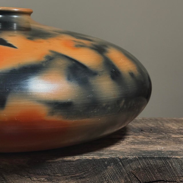 Monumental Vintage Organic Modern Burnished Orange/Black Seed Pot For Sale - Image 9 of 11