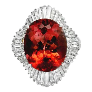 10.46 Carat Tourmaline Diamond Platinum Ballerina Ring Size 8.25