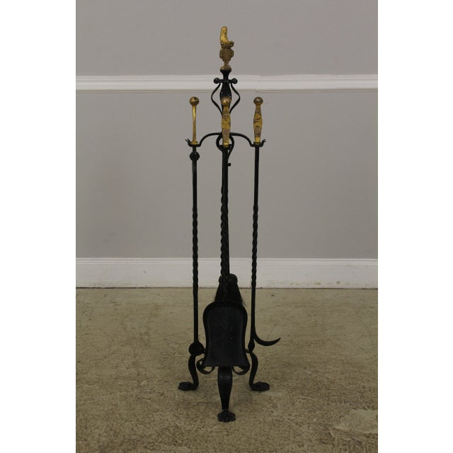 Outstanding Palatial Wrought Iron 3 Piece Fireplace Andiron Set For Sale In Philadelphia - Image 6 of 13