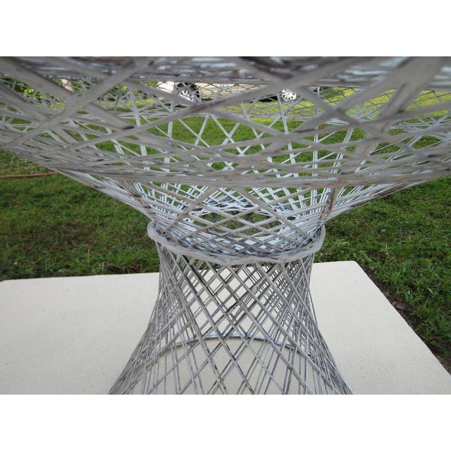 White Wicker Resin Round Patio Table with Glass Top Chairish