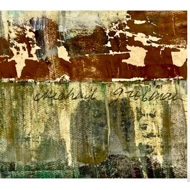 Green Michail Grobman, Post Soviet Avant Garde Russian Israeli Gouache Collage Painting Grobman, 1964 For Sale - Image 8 of 10