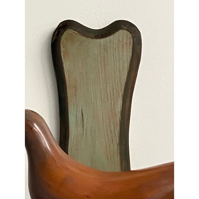 Mid 20th Century Mid-Century Modern Hand-Carved Wooden Bird Wall Sculpture For Sale - Image 5 of 7