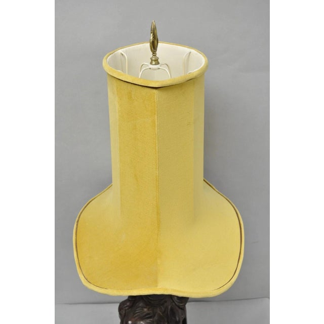 Vintage Buddhist Kuan Yin Brown Ceramic Sculpture Figure Table Lamp W/ Shade For Sale - Image 13 of 18