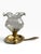 Hollywood Regency Vintage Brass Chamberstick Candle Holder With Ruffled Glass Hurricane Shade For Sale - Image 3 of 5