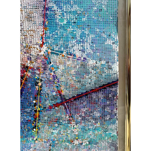 Paul Maxwell, Large Modern Abstract Cast Stencil Painting Paul Maxwell Mod Constructivist Neon, 1989 For Sale - Image 10 of 12