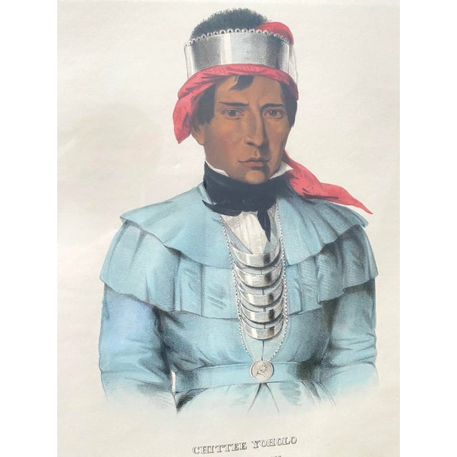 American The McKenney & Hall Pl. 67, Chittee Yoholo Indigenous American Color Lithograph 1838 Framed For Sale - Image 3 of 11