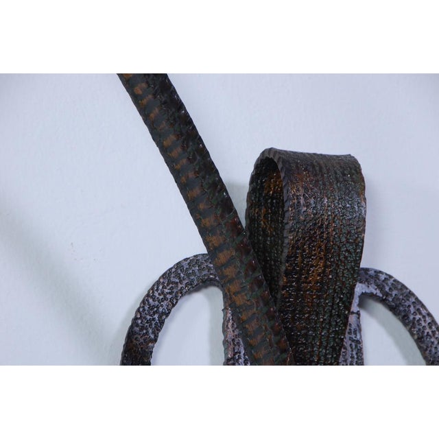 Large Arc Wall Lamp in Wrought Iron & Mosaic Glass, 1930s For Sale - Image 6 of 18