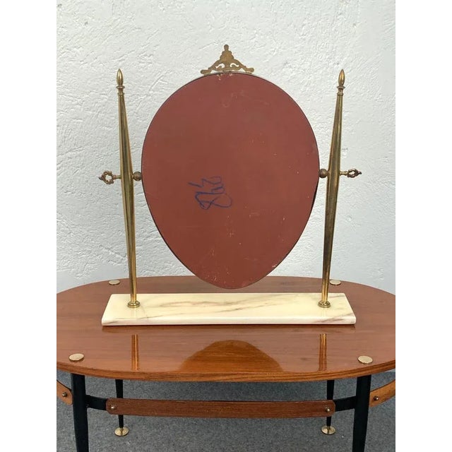 Italian Polished Brass Table Mirror with Adjustable Marble Vanity Base, 1950s For Sale - Image 10 of 11