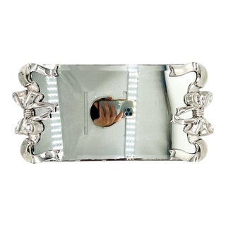 1980s Godinger Silver-Plated Bow & Ribbon Mirrored Vanity Tray — Hollywood Regency / Traditional / Shabby Chic For Sale