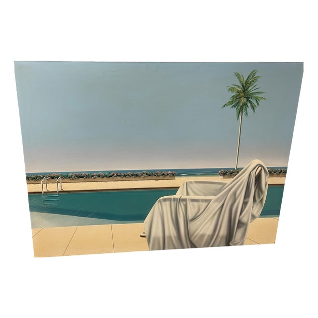 Pierre Coulon, Poolside Composition, 1982, Oil on Canvas For Sale