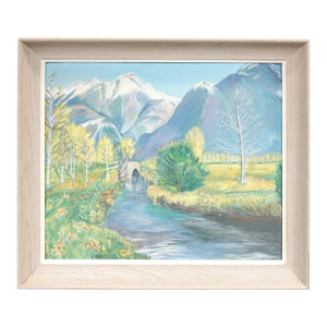 Mid 20th Century **"Mediterranean Garden Terrace" – Framed Original Oil Painting Signed on the Bottom
