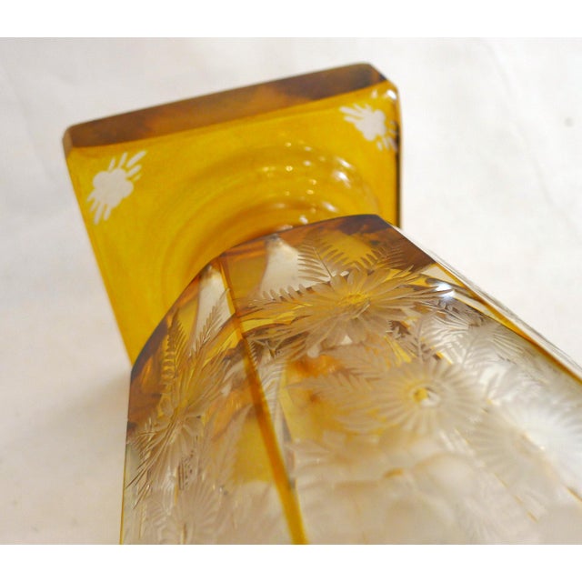 1920s Art Deco Vase with Floral Motif in Glass, 1920s For Sale - Image 5 of 16