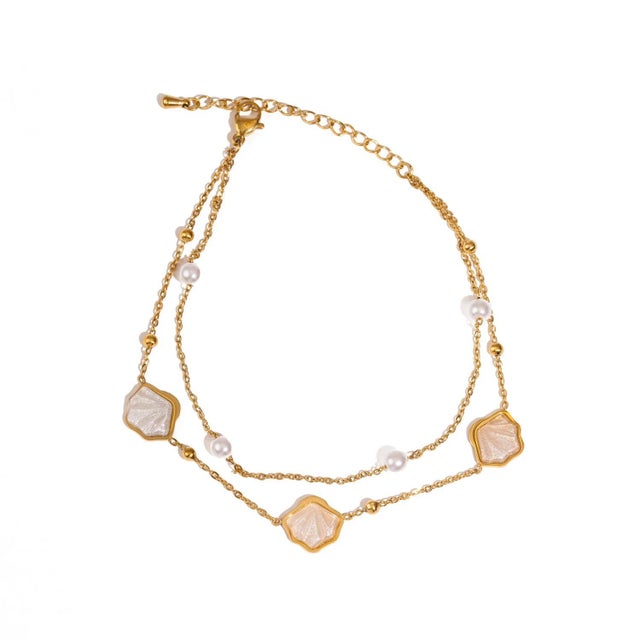 Early 21st Century Pearl Seashell Dreams Gold Anklet For Sale - Image 5 of 6